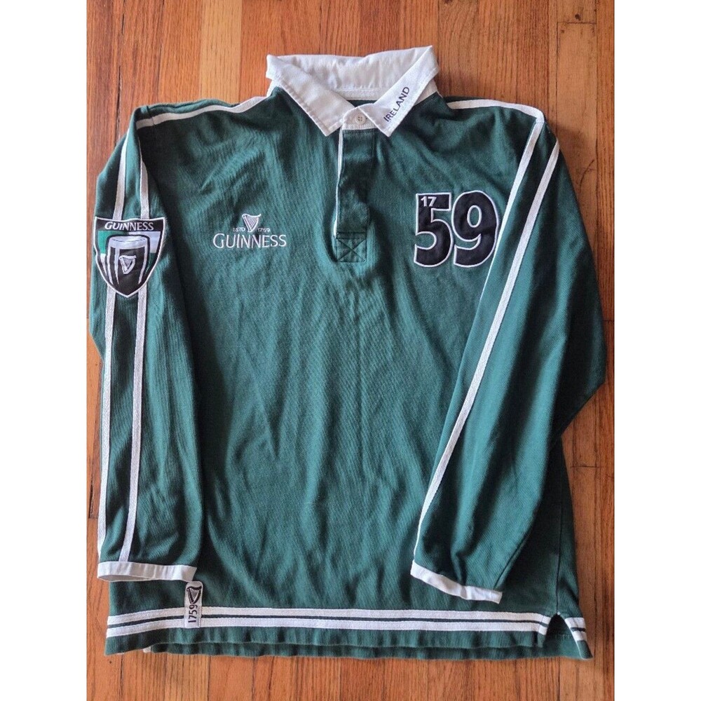 Guinness Green 1759 Rugby Jersey Shirt Long Sleeve Embroidered Men’s Large
